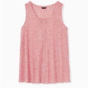 Torrid Red And White Striped V Neck Jersey Tank